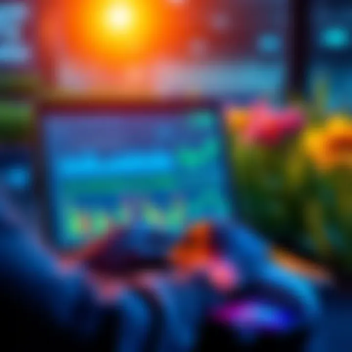 Person reviewing secure yield farming strategies on a laptop with financial charts and graphs