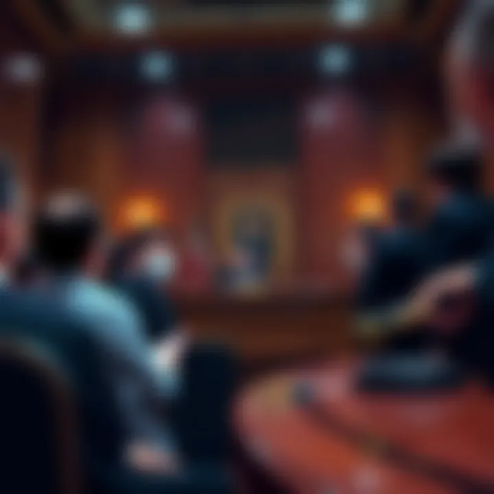 Former SafeMoon CEO Sentenced A courtroom scene with the former CEO of SafeMoon being sentenced, showing a judge and legal representatives present