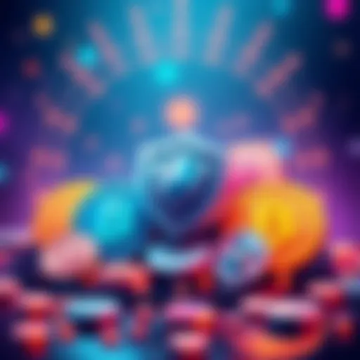 Illustration showing different coins representing safe cryptocurrency options on the Solana network, including a shield symbol for security.