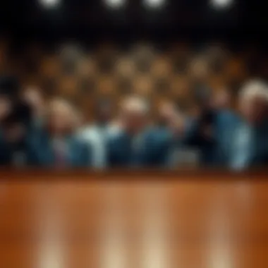 Sam Bankman-Fried's parents being scrutinized in a federal courtroom, surrounded by press and legal representatives