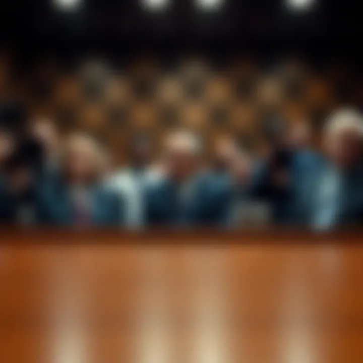 Sam Bankman-Fried's parents being scrutinized in a federal courtroom, surrounded by press and legal representatives