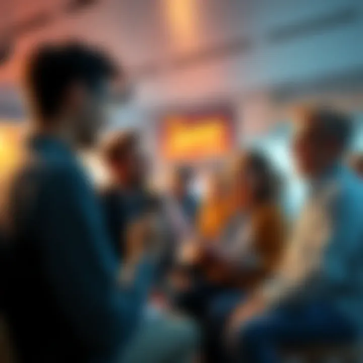 Group of people discussing Samo token trends and future projections in a casual setting