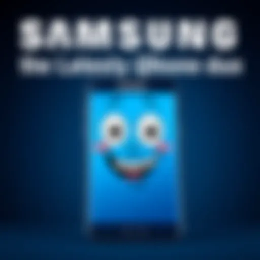 Samsung smartphone with a cheeky expression mocking the latest iPhone models