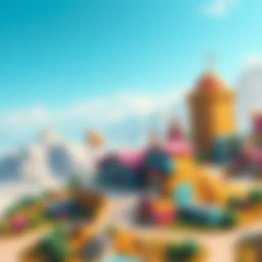 A digital representation of virtual land in the Sandbox platform, featuring colorful buildings and landscapes that attract potential investors.
