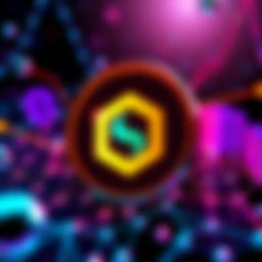 Graphic showing SaucerSwap logo with elements representing decentralized finance and Hedera network