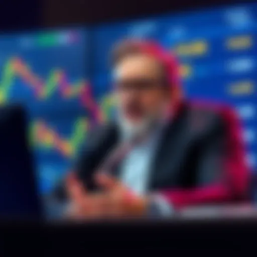 Michael Saylor speaking on a conference call about the potential sale of Bitcoin, with a chart showing stable Bitcoin prices in the background.