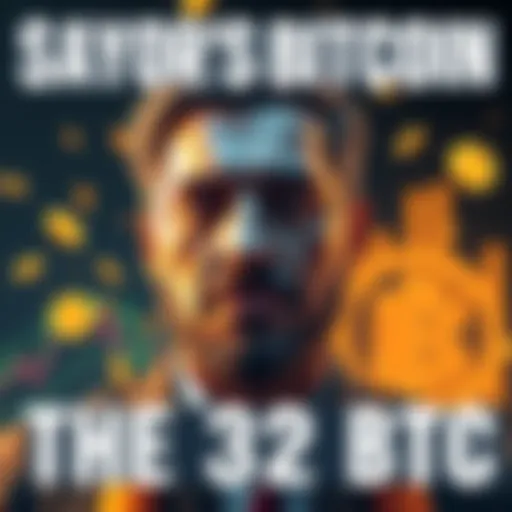 A visual representation of Saylor with Bitcoin symbols and the number 32, highlighting his recent transaction's impact on the market.