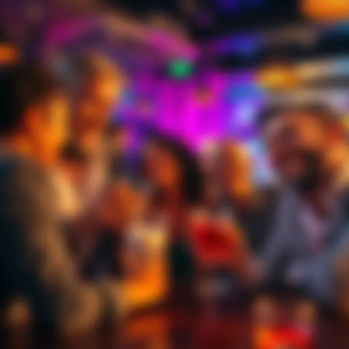 Saylor Supporters Celebrating Profits Group of people happily sharing their financial success, enjoying drinks and showing off their profits with smiles