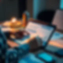 A person analyzing investment charts on a laptop with notes and graphs spread on a desk, representing efficient management without stress.