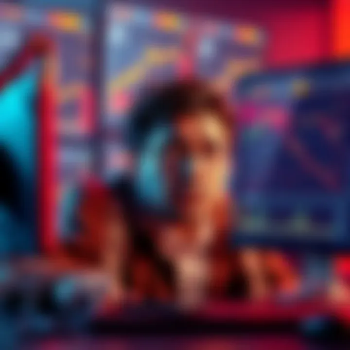 Scalper Maxi looking worried at a computer displaying falling cryptocurrency charts and rising oil prices