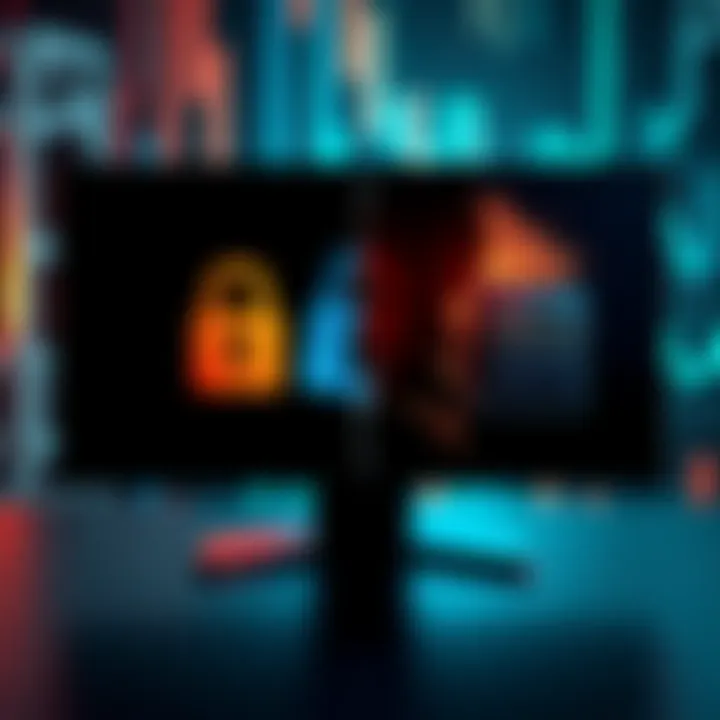 A split image showing a computer screen with a lock symbol on one side and a broken wallet on the other, representing the difference between scams and hacks in cryptocurrency.