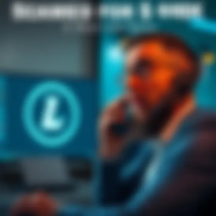 Person looking shocked while talking on the phone, with a computer showing a Ledger logo in the background
