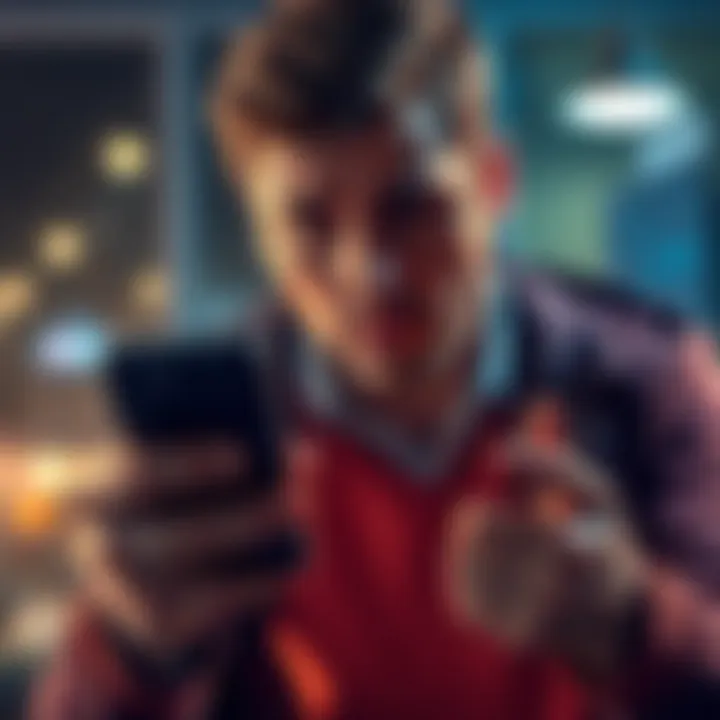 A person looking worried while holding a smartphone with a message about a scam