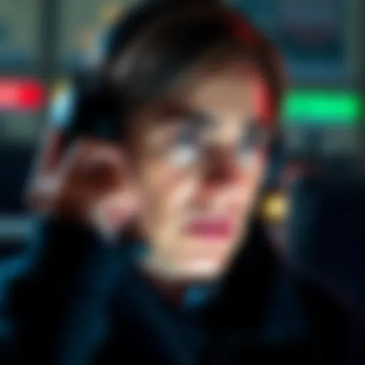 Scammers Making Phone Calls A person on a phone looking worried, representing victims of scams where fraudsters impersonate police and support staff.
