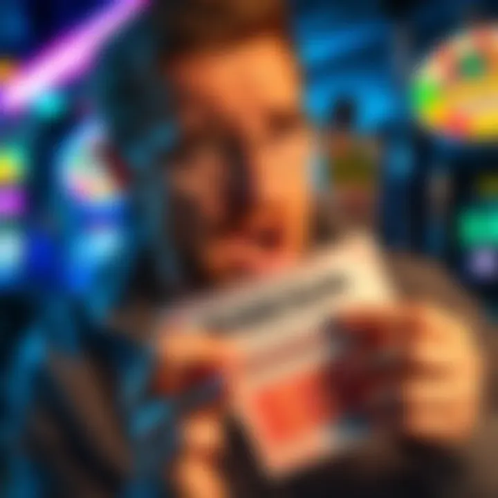 A person looks frustrated with a scratch card that is not working properly