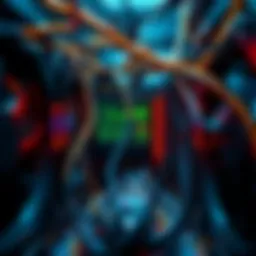 A close-up of L3+ mining units with power cables and a digital screen displaying mining stats, surrounded by cooling fans.