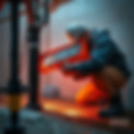 A person applying hydraulic cement to seal a basement pipe sleeve, preventing water leaks.