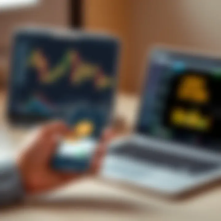 A person using an iPhone with a digital wallet app open, showing Bitcoin transactions, while a laptop is closed in the background for added security context.