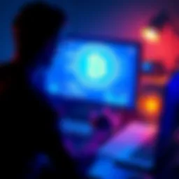 Secure Bitcoin Storage A person setting up a Bitcoin wallet on a computer, surrounded by security tools and notes on safe storage practices.