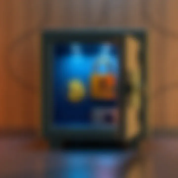 A safe and lockbox with a cryptocurrency seed phrase and PIN inside, representing secure storage solutions.