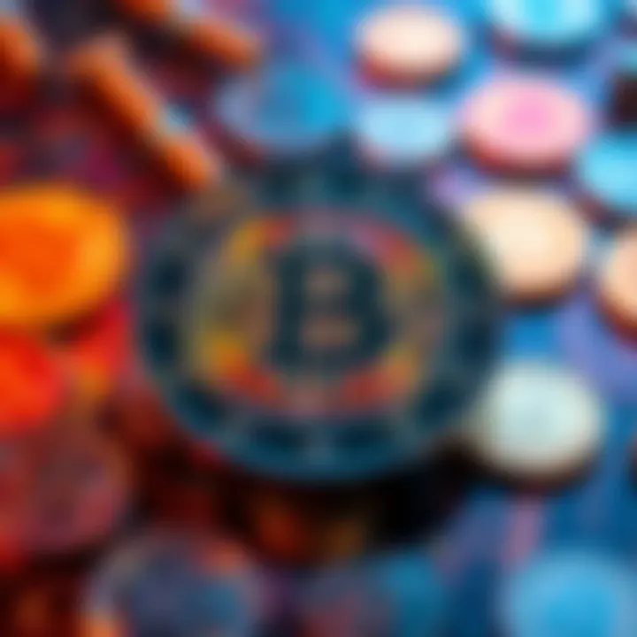 A visual representation of utility tokens with a focus on security features, showcasing the HUNDRED token design and its unique cooldown mechanism, set against a backdrop of digital currency symbols.