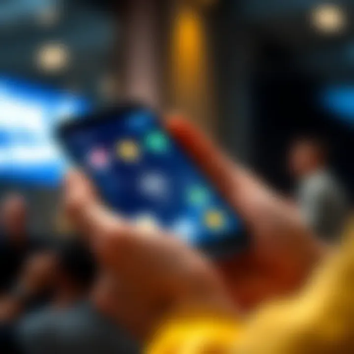 Secure mobile wallet options for beginners A person holding a smartphone displaying various mobile wallets with cryptocurrency icons.