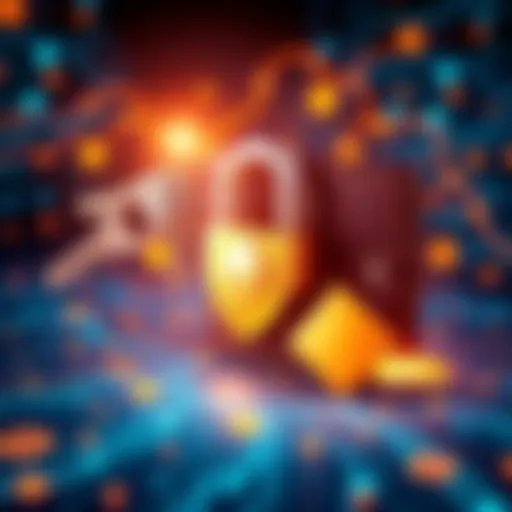 A graphic showing a secure wallet with a lock, digital keys, and blockchain symbols, representing wallet safety and cryptocurrency security.