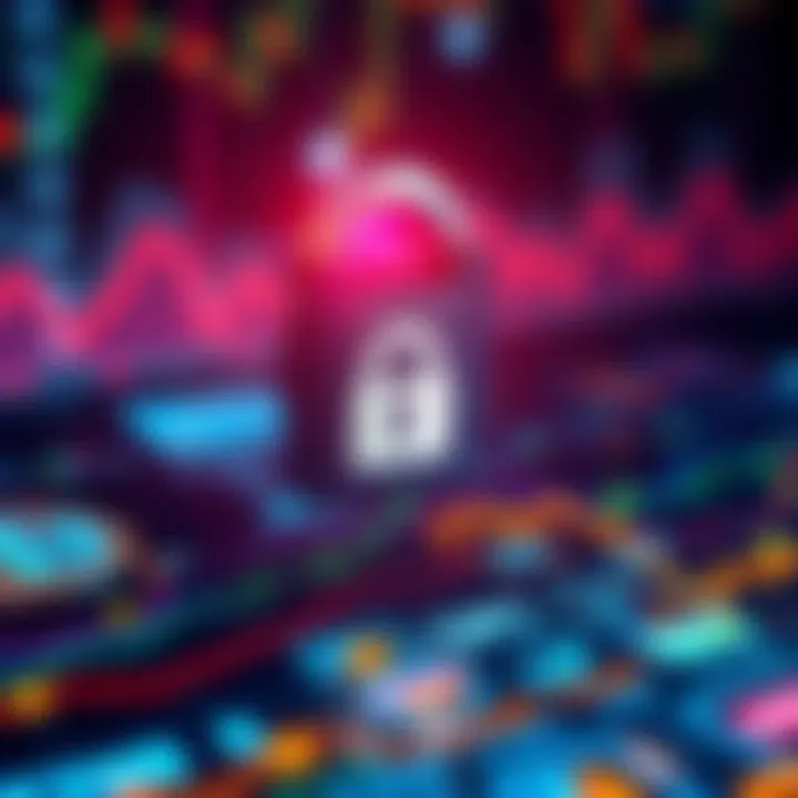 Security in Decentralized Exchanges A graphic showing a padlock symbolizing security over a digital currency exchange platform, highlighting the importance of safety in trading.