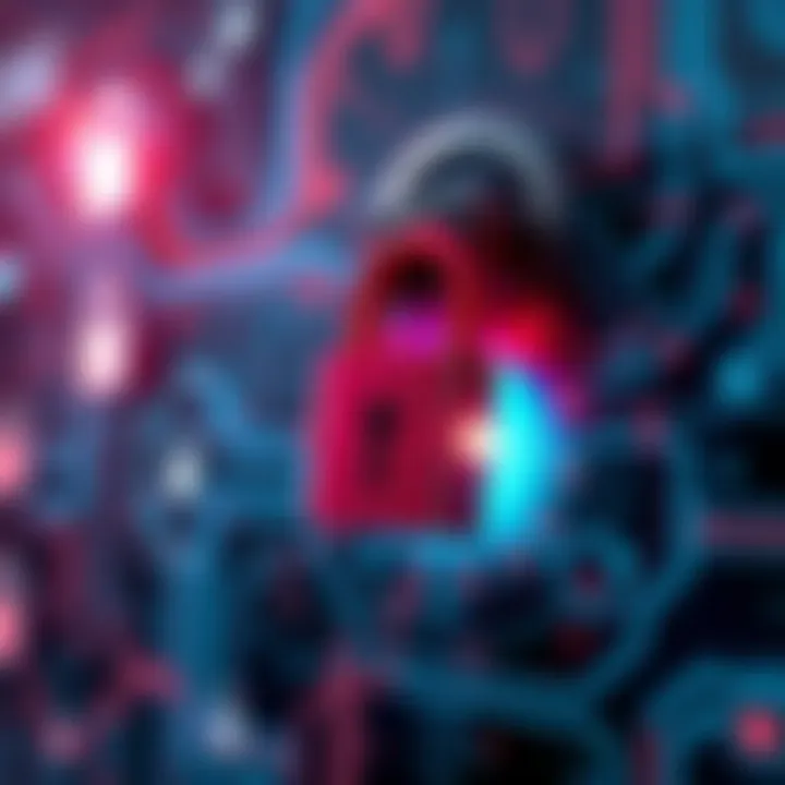 An illustration showing a digital lock being broken, representing a security breach in a financial system.