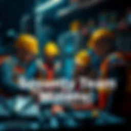 A group of miners discussing job opportunities, with tools and mining gear around them