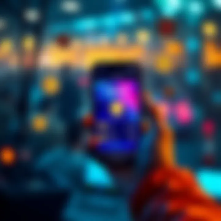 Self-Custody Wallets Concept A person holding a smartphone displaying a self-custody wallet app, with cryptocurrency icons floating around