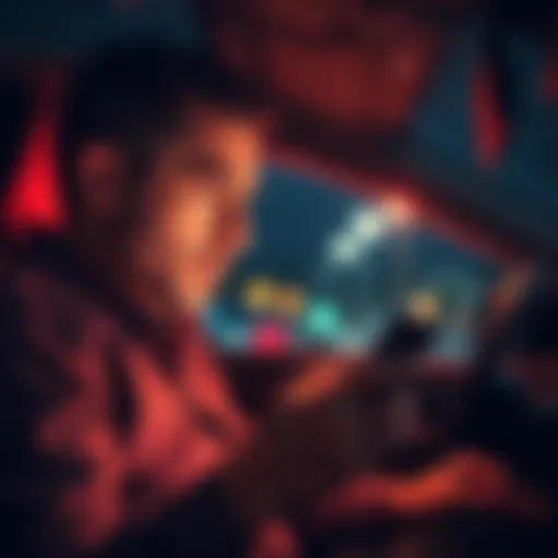 A car seller looking at their phone, anxious about the buyer's delayed response after an auction.