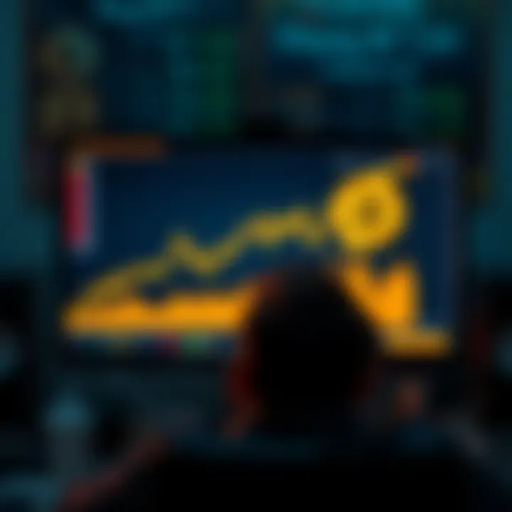 A person looks at a computer screen showing a declining Bitcoin price chart, reflecting on their decision to sell after a decade.