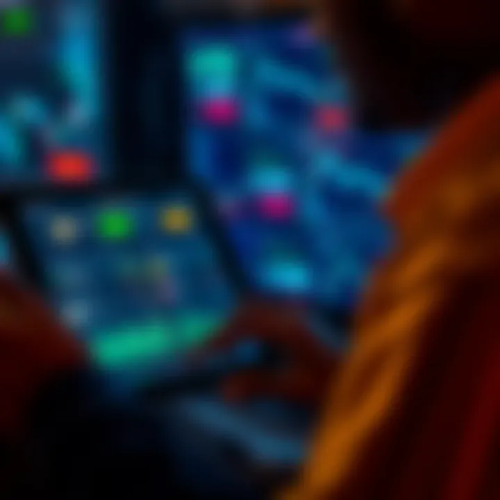 Selling tokens in multiple wallets A person looking at different cryptocurrency wallet apps on a tablet, showing various token prices and market fluctuations.