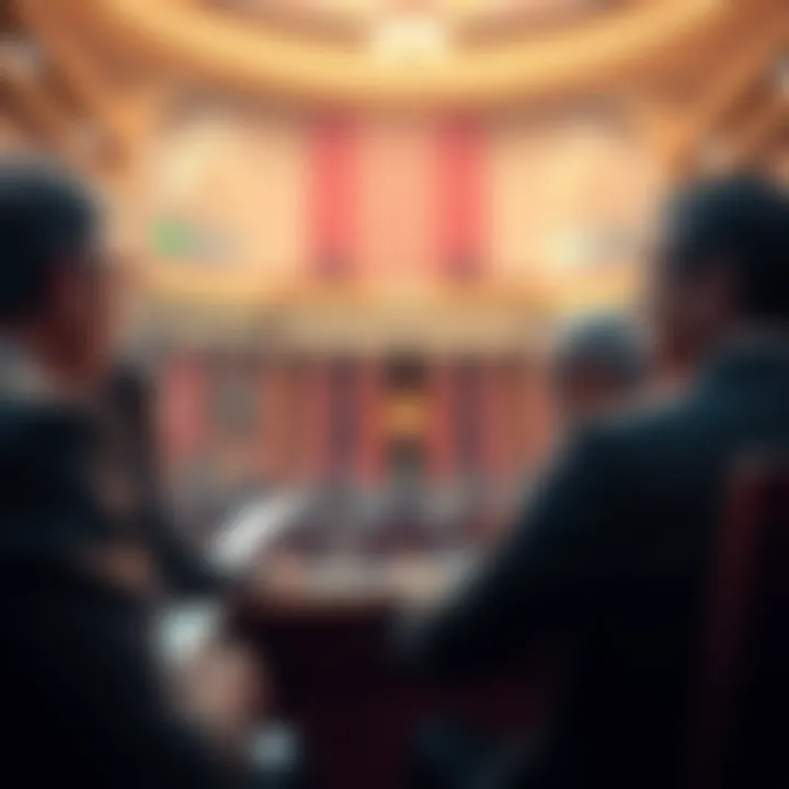 Senate Vote on CLARITY Act Senators discussing the CLARITY Act vote in a chamber, with crypto icons in the background