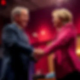 Senators Tillis and Alsobrooks Shake Hands Senators Thom Tillis and Angela Alsobrooks shaking hands after reaching a compromise on stablecoin yield legislation