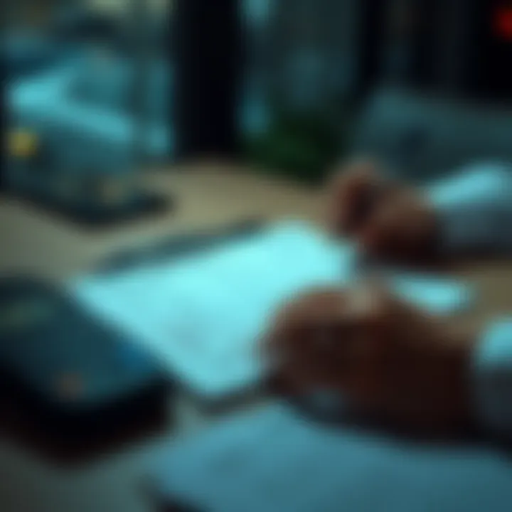 A person filling out a direct debit form on a table with a pen and bank details