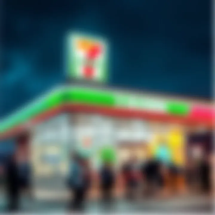 A new 7-Eleven convenience store with bright signage and people outside celebrating the grand opening