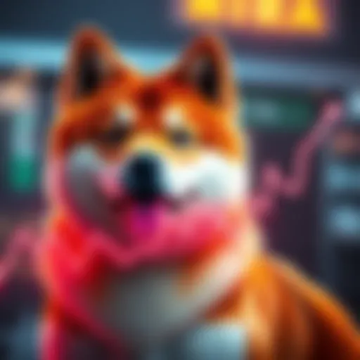 A line graph showing a significant rise in Shiba Inu prices, highlighting a 455% increase pattern.