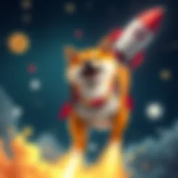 A Shiba Inu dog with a rocket, symbolizing the rise of the Shiba Inu token in value and community support.
