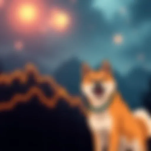A rising line graph representing Shiba Inu's price gains with an illustration of a Shiba Inu dog in the corner, symbolizing community excitement.