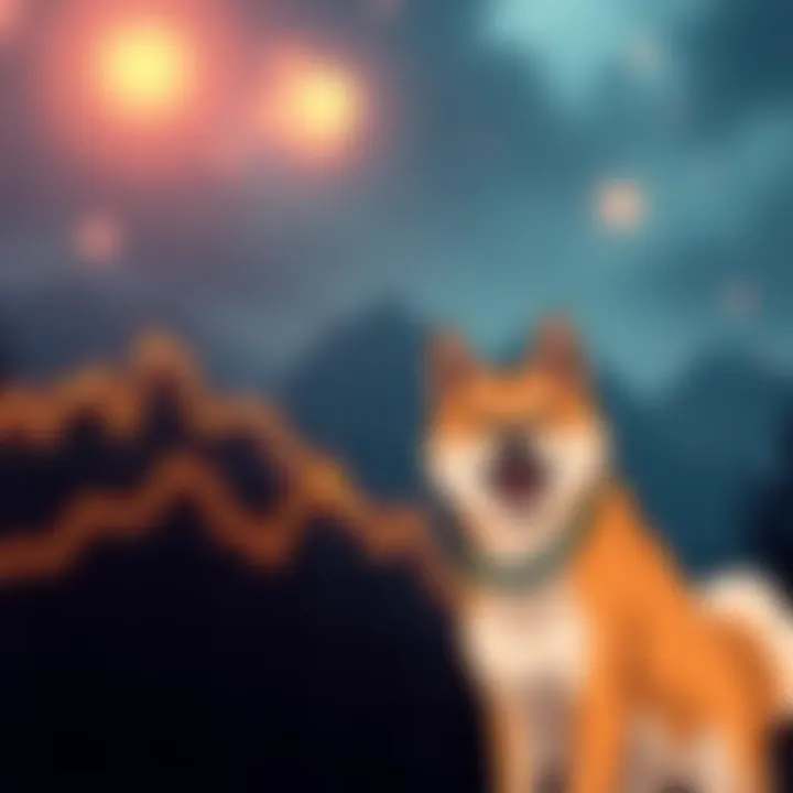 A rising line graph representing Shiba Inu's price gains with an illustration of a Shiba Inu dog in the corner, symbolizing community excitement.