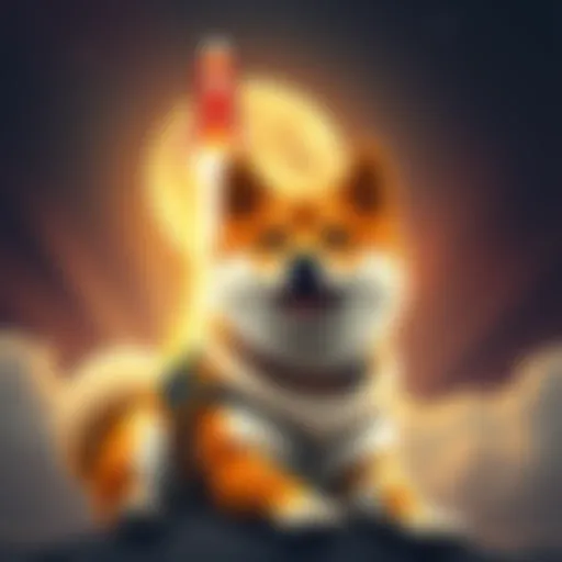 A Shiba Inu dog with a rocket in the background, symbolizing the surge in popularity of Shiba Inu cryptocurrency, attracting investors' attention.