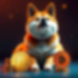A Shiba Inu dog sitting next to a stack of coins, symbolizing potential growth in cryptocurrency investments.