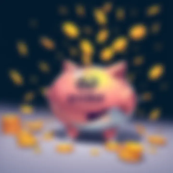 Illustration showing a broken piggy bank with Shiba Platinum logo and falling coins, symbolizing the failed investment