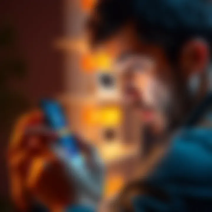 Surprised person examining phone transactions A shocked person looks at their smartphone, seeing unexpected transactions. The screen shows cryptocurrency transfers to an unknown address.