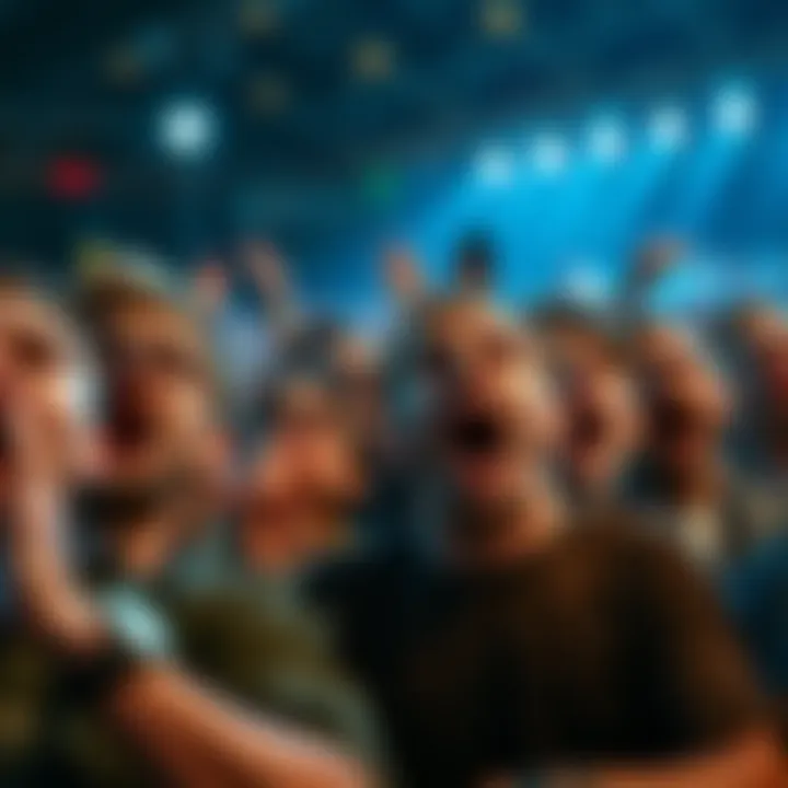 A crowd gasps in disbelief at an astonishing event, showing varied expressions of shock and amazement.