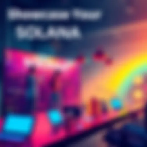 Developers showcasing their dApps and tools on a Solana-themed board for community support