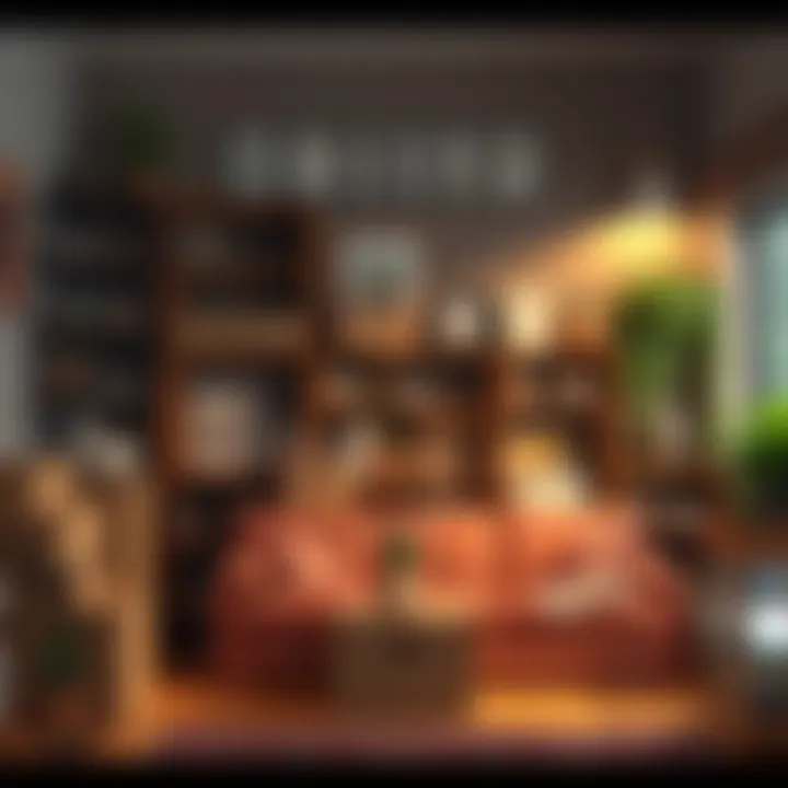 A collection of various storage options for signers, including shelves, boxes, and display cases in a cozy room setup.