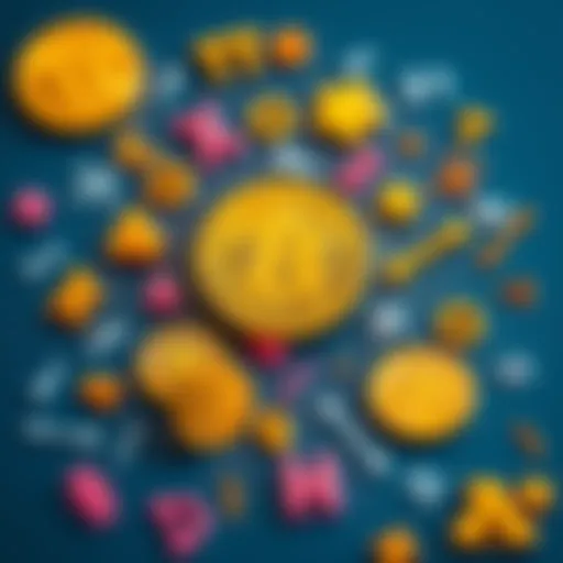 Illustration showing basic math symbols and Bitcoin icons, representing the simplicity of Bitcoin's mathematical principles.